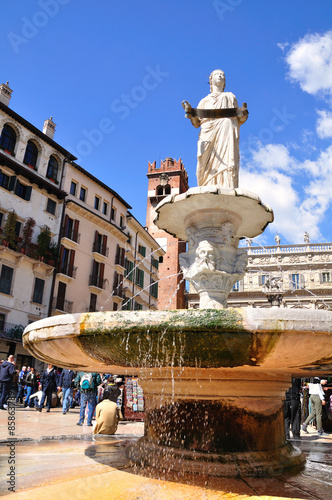 Madonna Verona fountain in Piazza delle Erbe. Verona. Italy. 