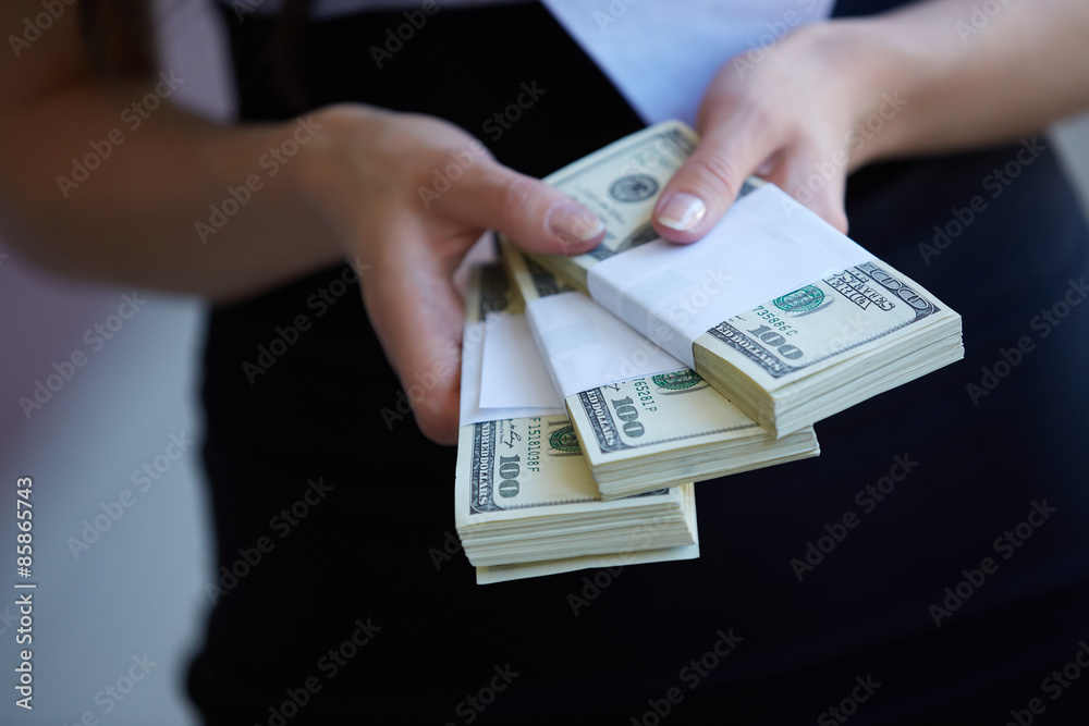 Money close-up in women's hands Money close-up in women's hands