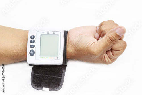 Blood pressure on patient wrist photo