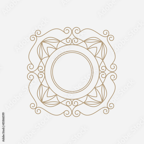 Vector mono line frame. Elegant monogram design template.