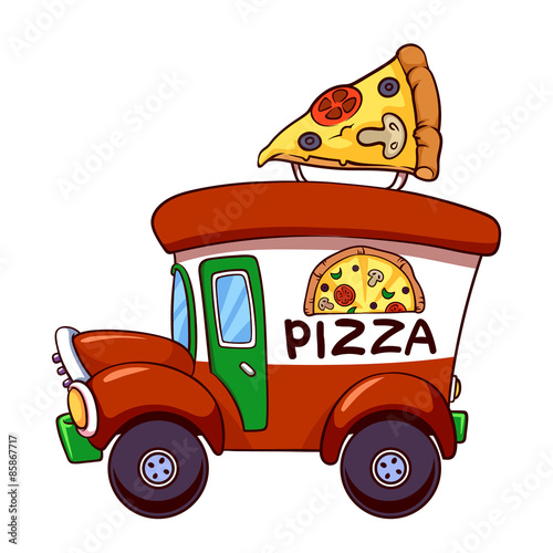 Cartoon pizza car