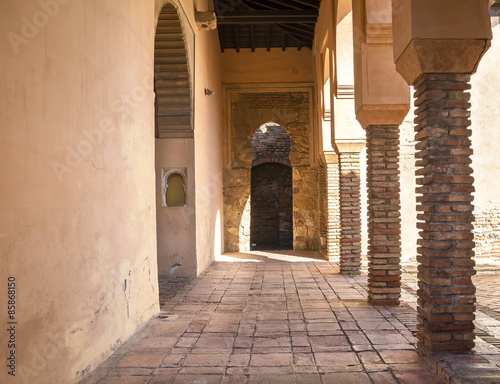 Archway at Moorish castle in Malaga Spain photo