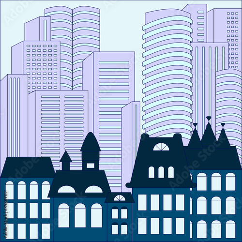  city. modern and old building background. stock vector