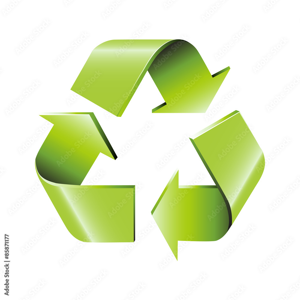 Obraz premium Green recycle symbol isolated on white background vector