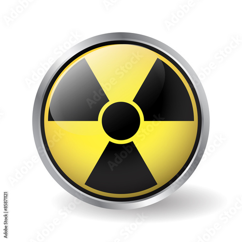 Radioactive sign button vector