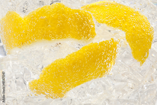Soda with lemon peels