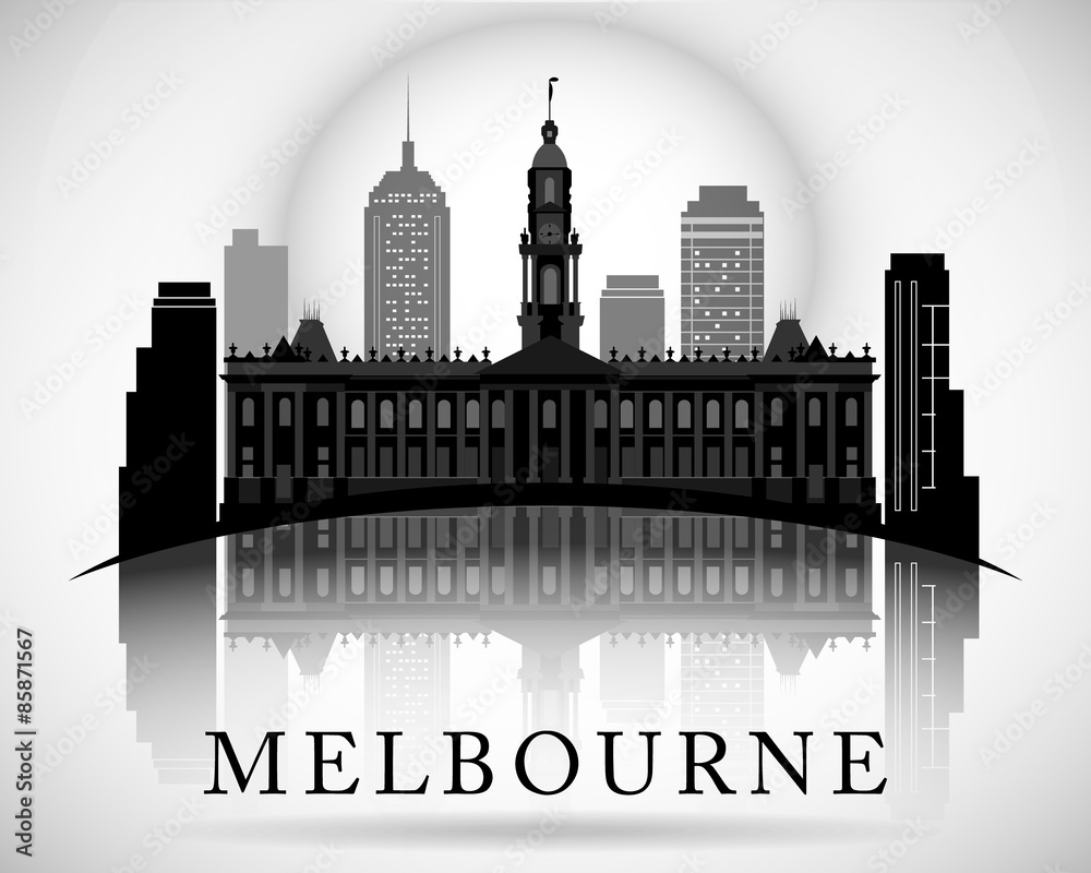 Modern Melbourne City Skyline Design. Australia Modern Melbourne City Skyline Design. Australia