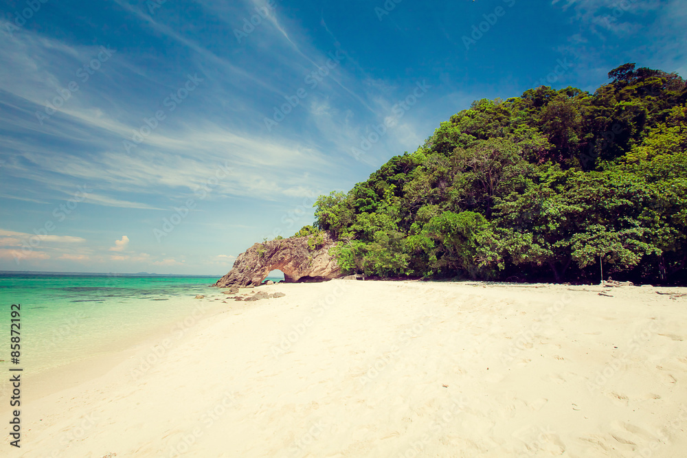 Beautiful sand beach and sea in island of Andaman sea, Thailand.