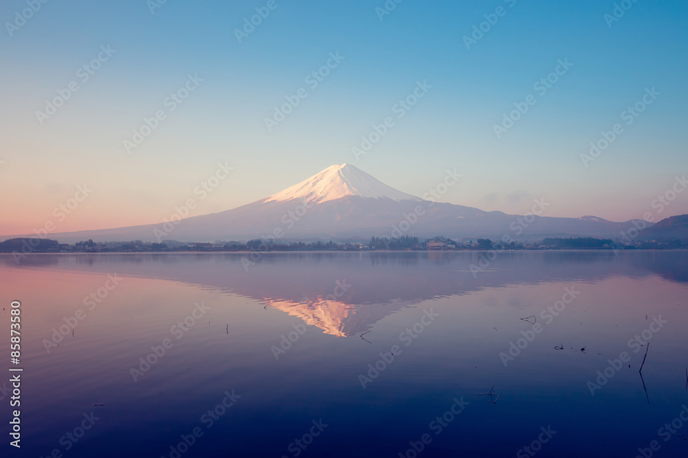 Fuji mountain reflect on lake Kawaguchiko.