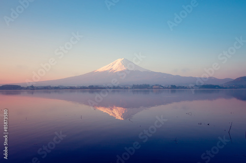 Fuji mountain reflect on lake Kawaguchiko. photo