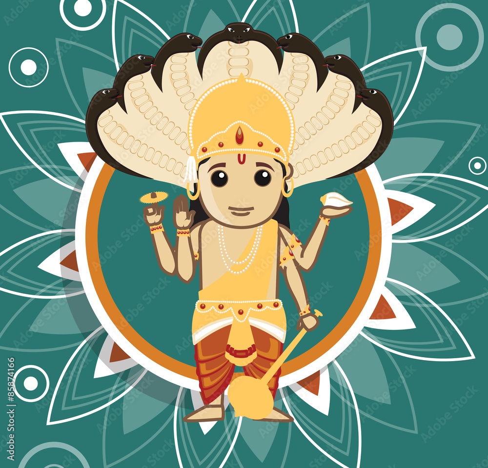 Vishnu Hindu god of Creation Stock Vector Adobe Stock