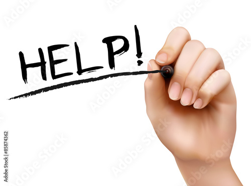 Hand Writing Help On Transparent Wipe Board. Vector