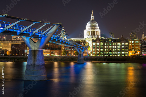 St Paul's Cathedral and Millennium Footbridge over the Thames #85875191