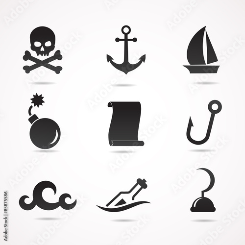 Pirate icon set. Vector art. photo