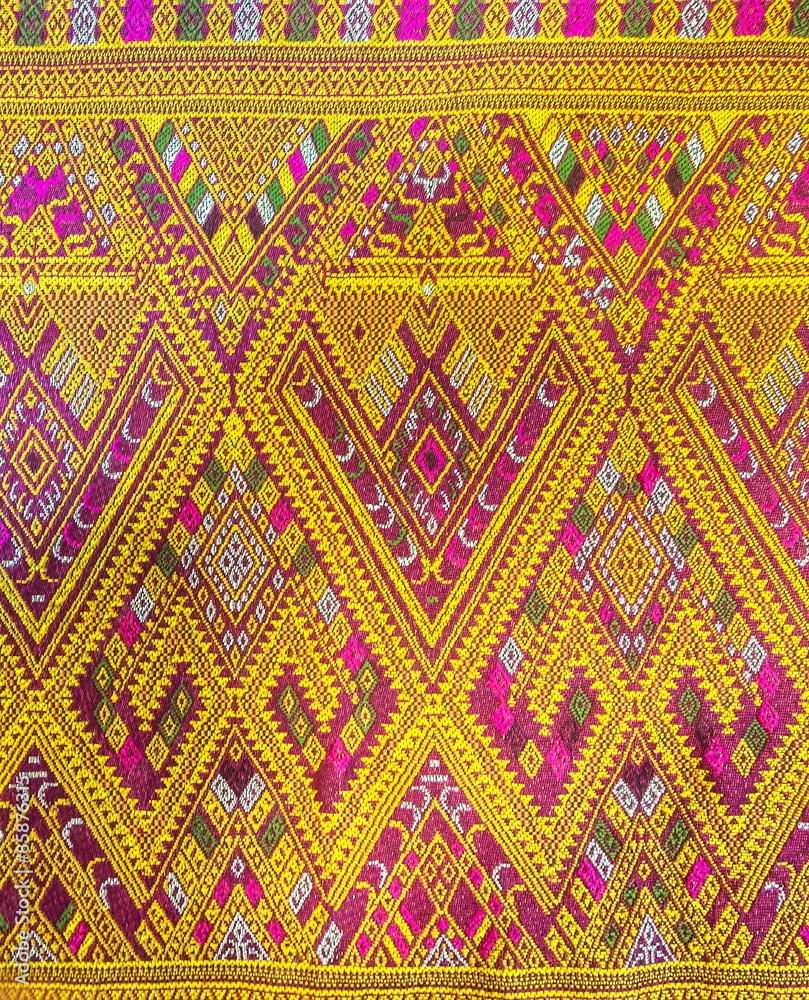 Colorful Traditional Thai Silk Textile Handcraft Texture used as Background
