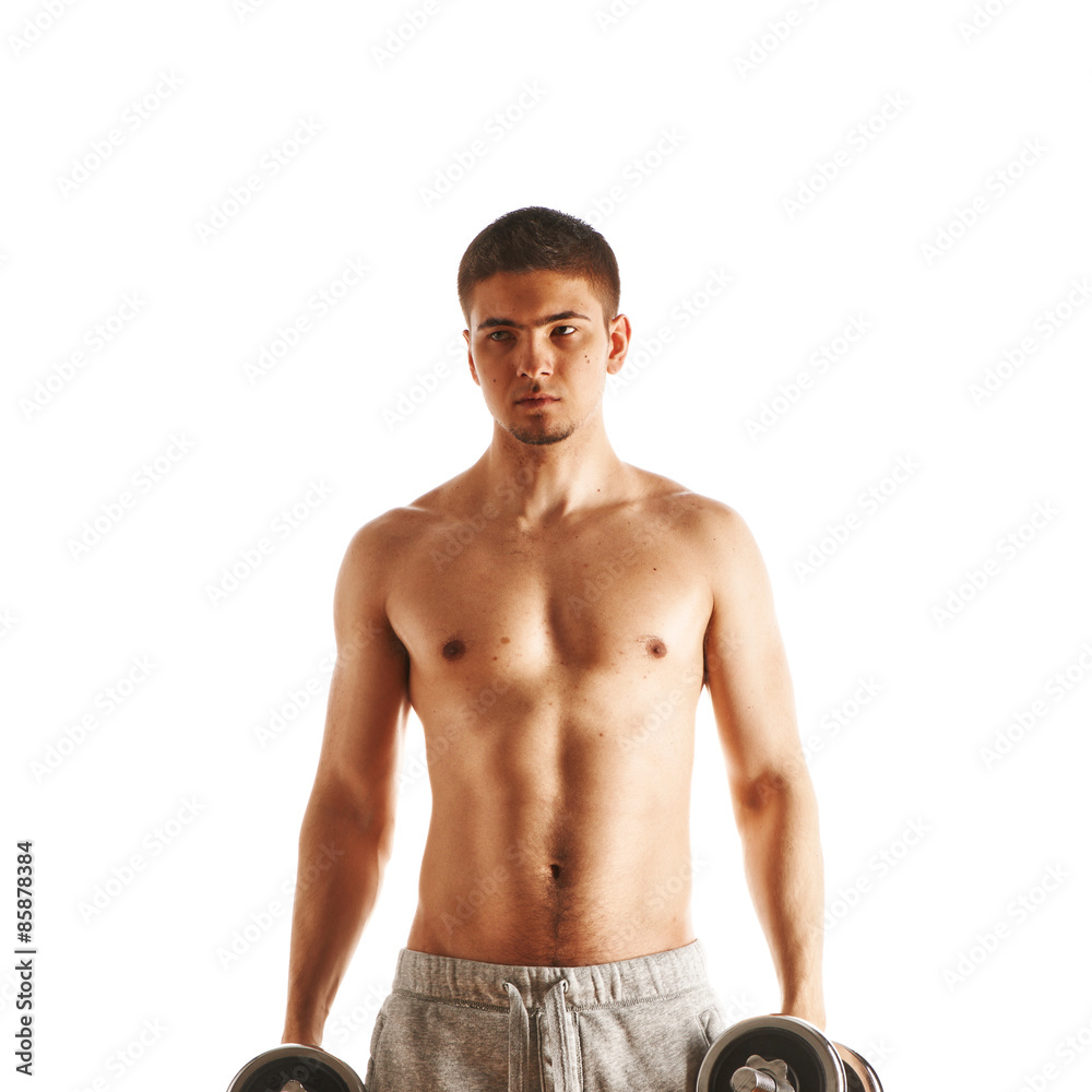 Man working out with dumbbells