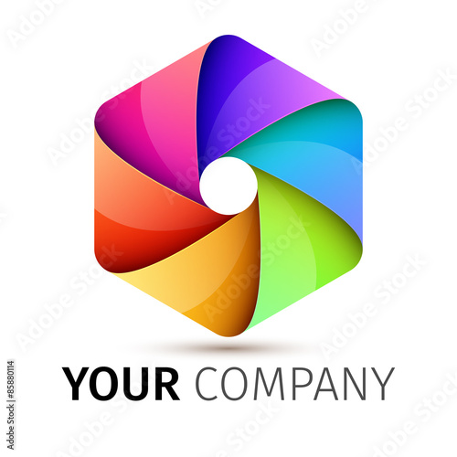 Abstract colorful camera shutter logo