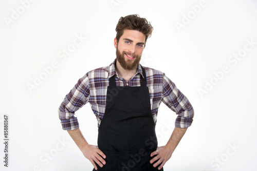 cheerful young worker smiling