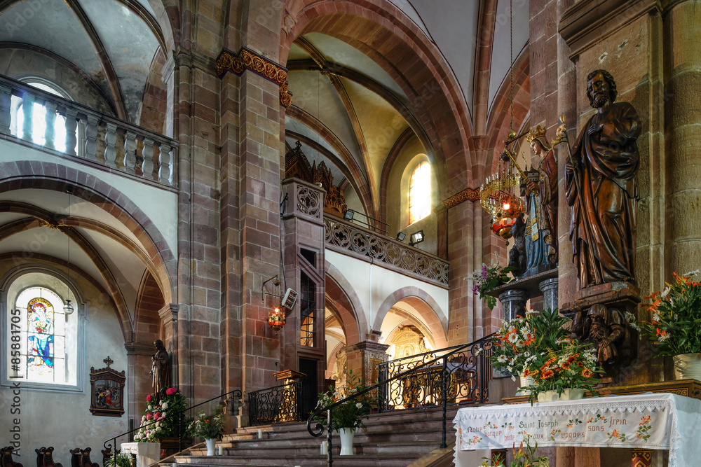 Majestic interior of Abbey-church of Saint Peter and Saint Paul
