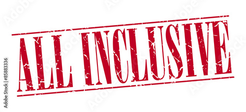 all inclusive red grunge vintage stamp isolated on white background