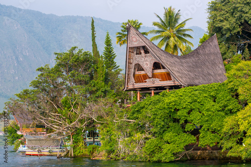 Tableau sur toile Batak house on the Samosir island near lake Toba, Indonesia, Nor