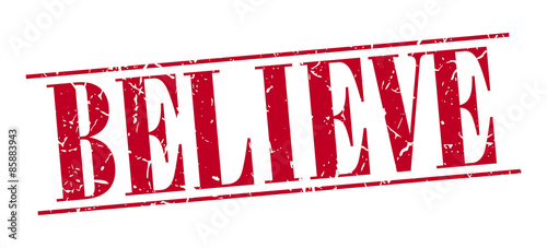 believe red grunge vintage stamp isolated on white background