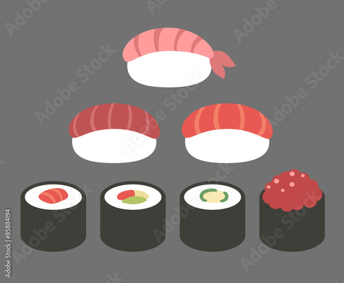 Set of simple sushi icons.
