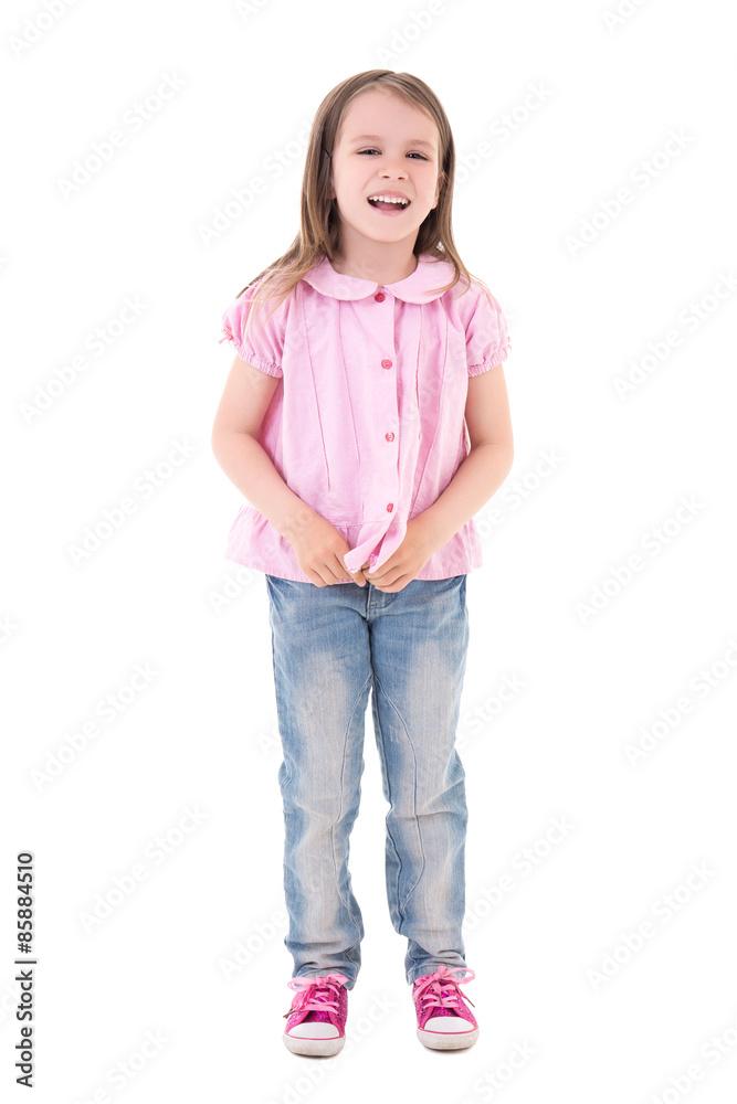 Fototapeta premium cute pretty little girl laughing isolated on white
