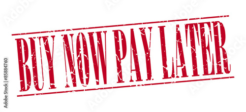 buy now pay later red grunge vintage stamp isolated on white background