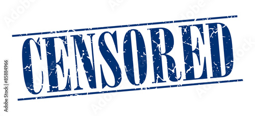 censored blue grunge vintage stamp isolated on white background
