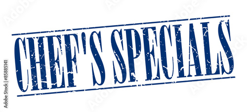 chef's specials blue grunge vintage stamp isolated on white background