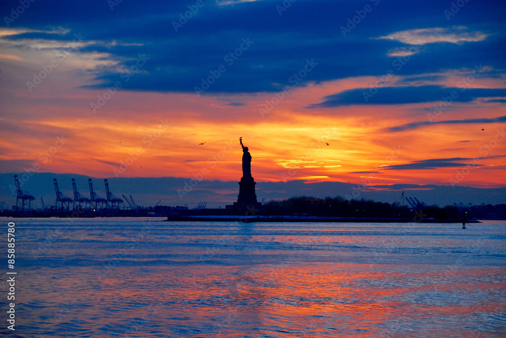 Statue of liberty in new york during sunset Statue of liberty in new york during sunset