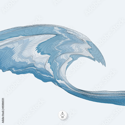 Abstract background with waves. Mosaic. 3d vector illustration. 