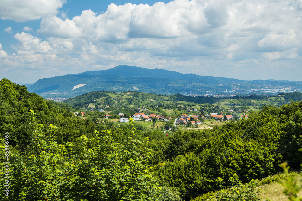 Idyllic landscape in Zumberak, Croatia, summer view