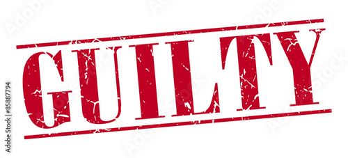 guilty red grunge vintage stamp isolated on white background