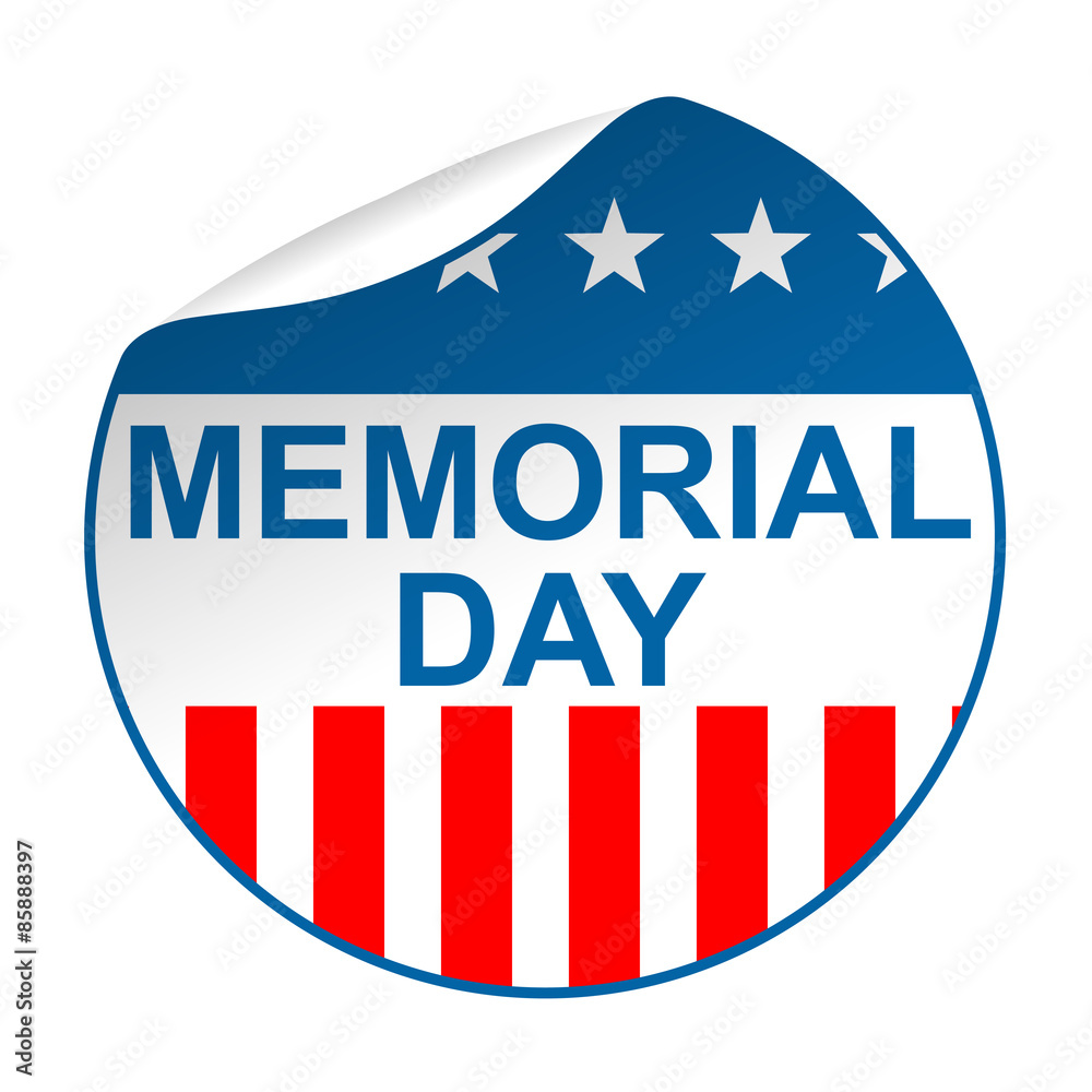 Pegatina USA con pestaña texto MEMORIAL DAY Pegatina USA con pestaña texto MEMORIAL DAY