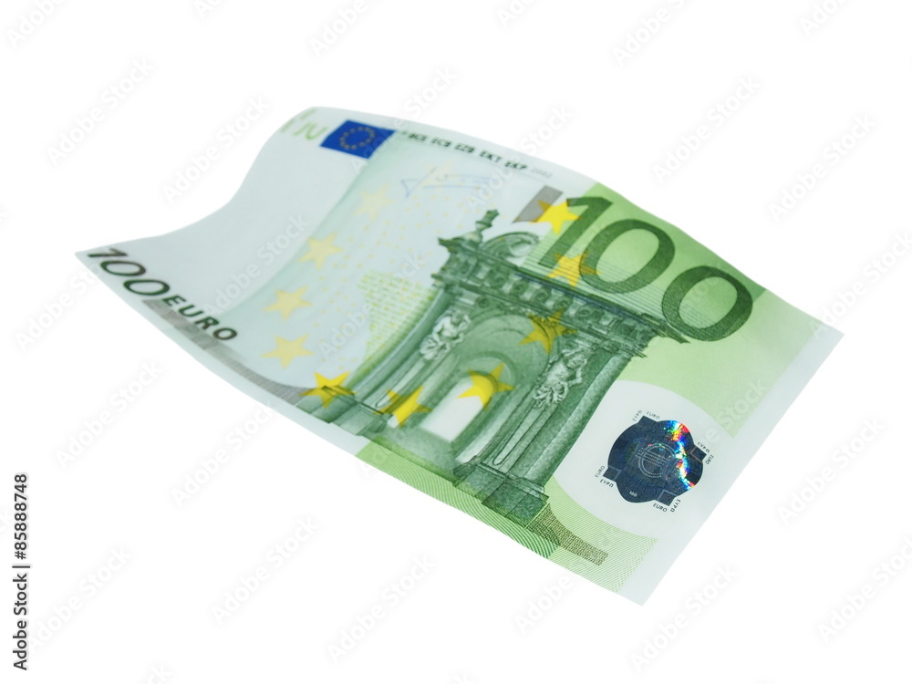 flying one banknote 100 euro isolated on white flying one banknote 100 euro isolated on white