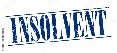 insolvent blue grunge vintage stamp isolated on white background