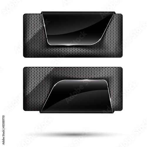 Set of metal chrome banner on white background vector illustrati