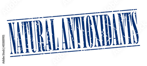 natural antioxidants blue grunge vintage stamp isolated on white background