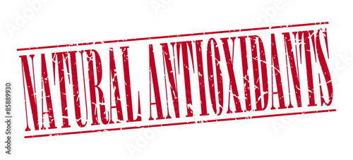 natural antioxidants red grunge vintage stamp isolated on white background