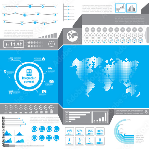 Graphic design element for infographic, light world bar percenta photo