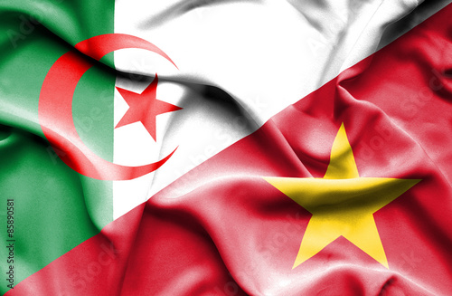 Waving flag of Vietnam and Algeria