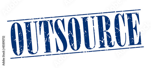 outsource blue grunge vintage stamp isolated on white background