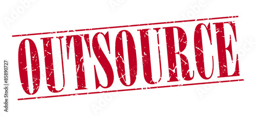 outsource red grunge vintage stamp isolated on white background