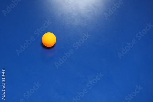 Table Tennis Ball/  Pingpong, blue table, orange ball © freedarts