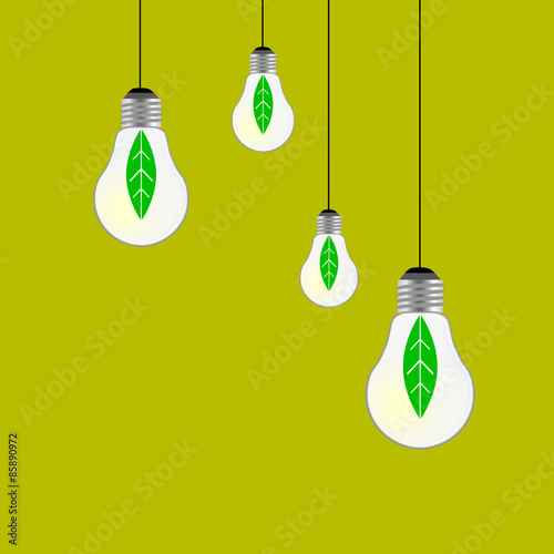 eco bulb vector on green background