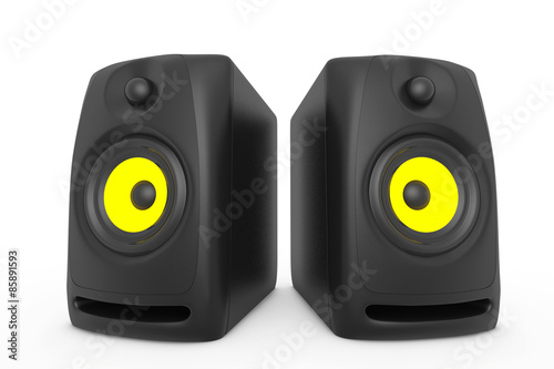 Closeup Audio Speakers. 3d rendering