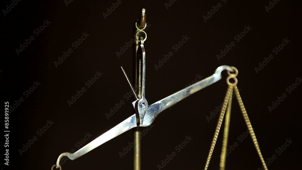 Putting Weight On Object Man Putting Weight on Weight Balance Scales Stock-Video | Adobe Stock