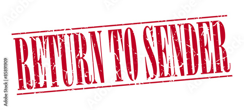 return to sender red grunge vintage stamp isolated on white background